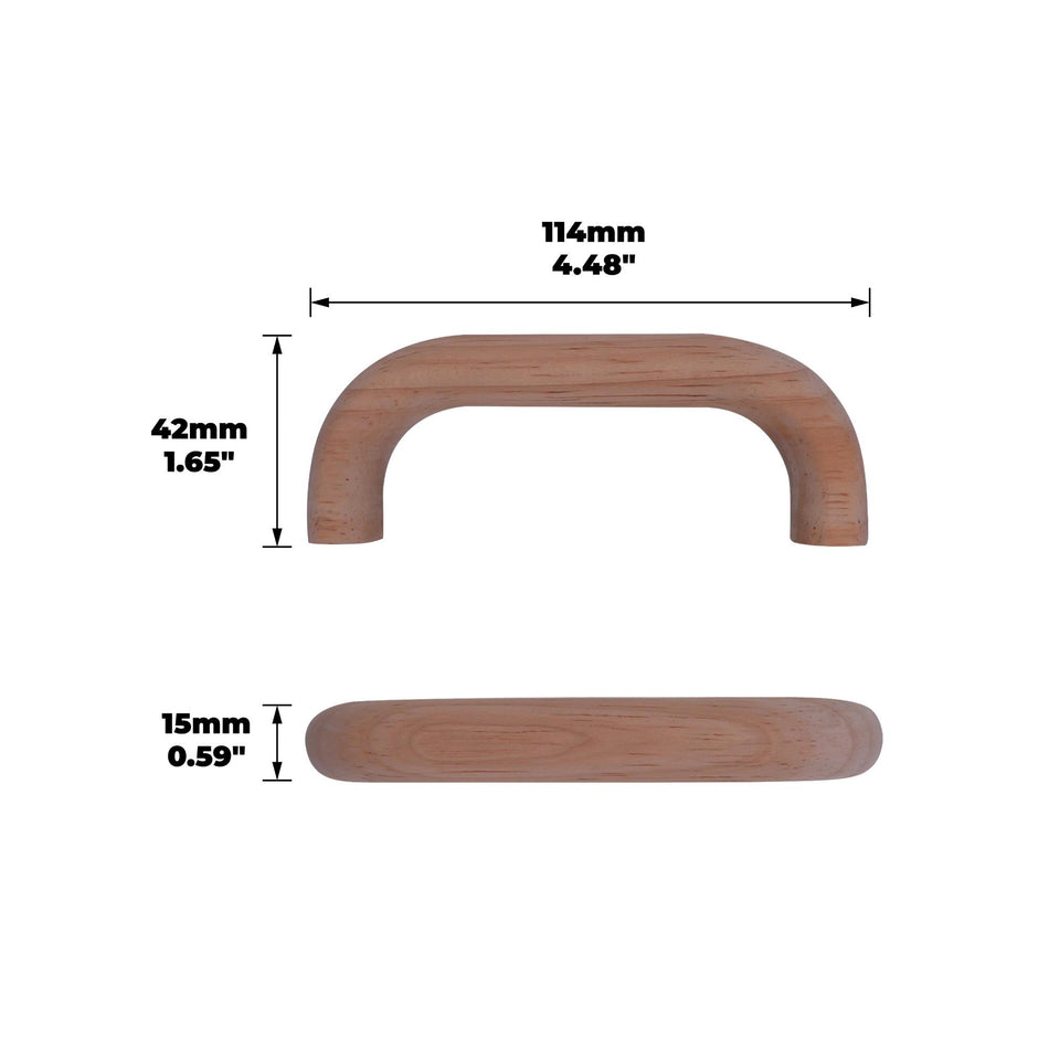 10 Pack Japandi Wooden Round Handles 96mm Cabinet Drawer Handle