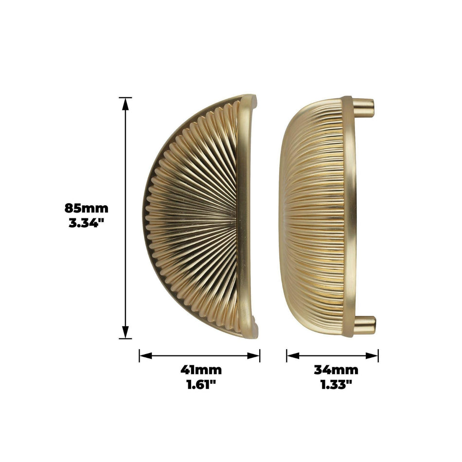 10 Pack Modern Chic Ribbed Handles 79mm Brushed Brass