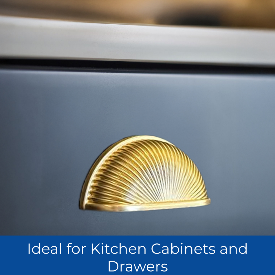 10 Pack Modern Chic Ribbed Handles 79mm Brushed Brass