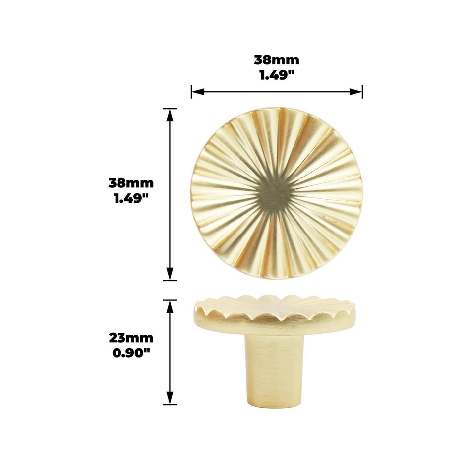 10 Pack Modern Chic Round Knobs 30mm Brushed Brass