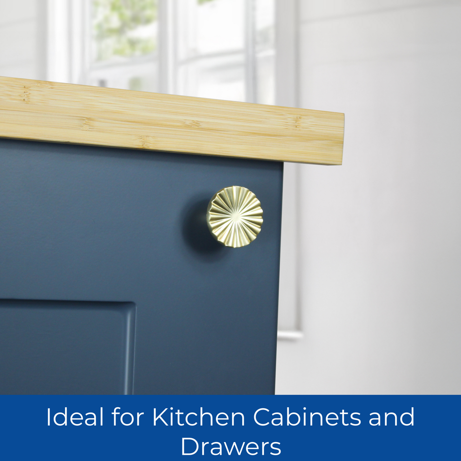 10 Pack Modern Chic Round Knobs 30mm Brushed Brass