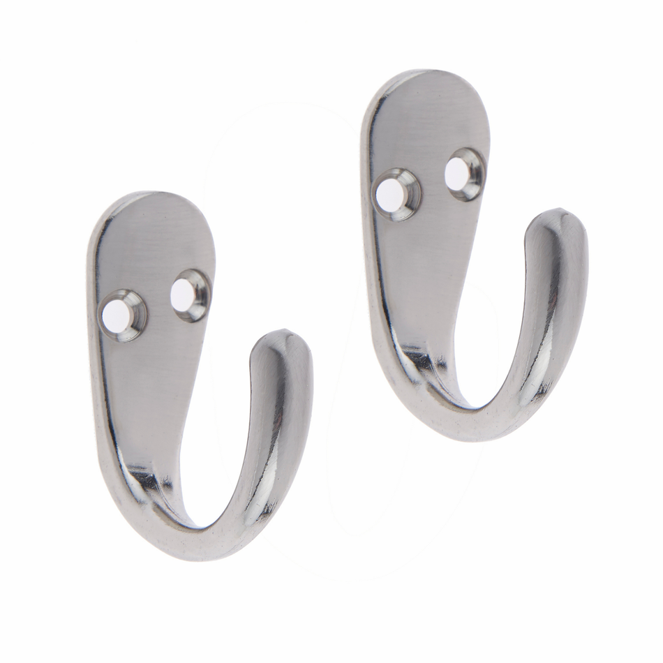 Satin Nickel Single Robe Hooks 2 Pack