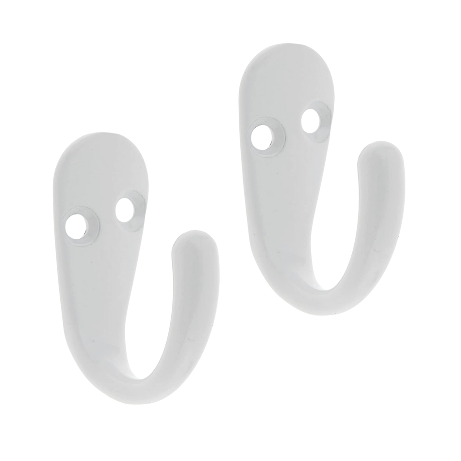 White Single Robe Hooks 2 Pack