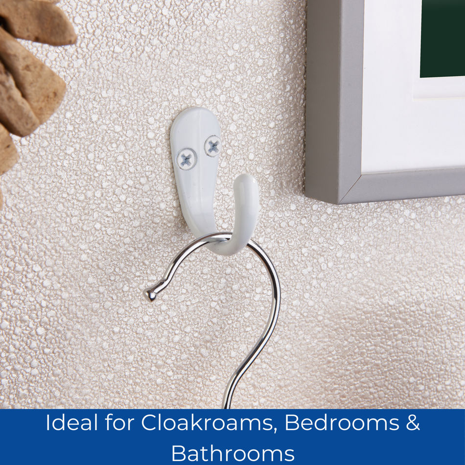 White Single Robe Hooks 2 Pack