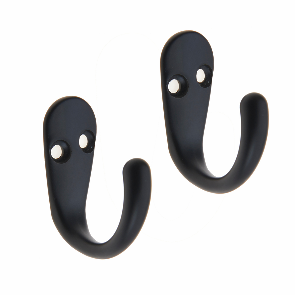 Black Single Robe Hooks 2 Pack