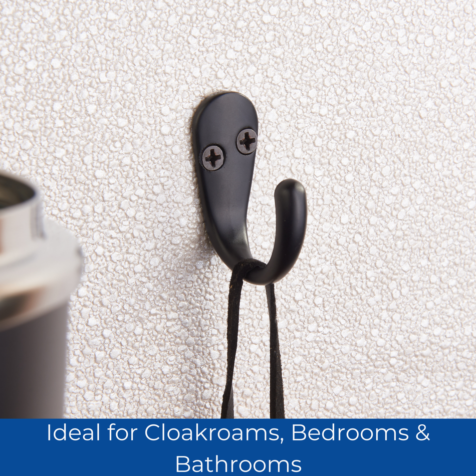 Black Single Robe Hooks 2 Pack