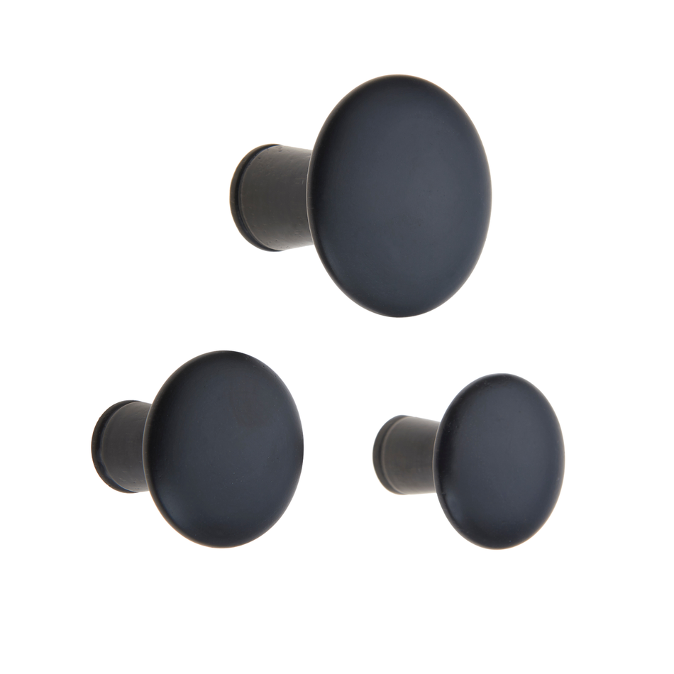 4 Wall Mounted Hooks-50mm Black Wood Decorative Coat Hooks