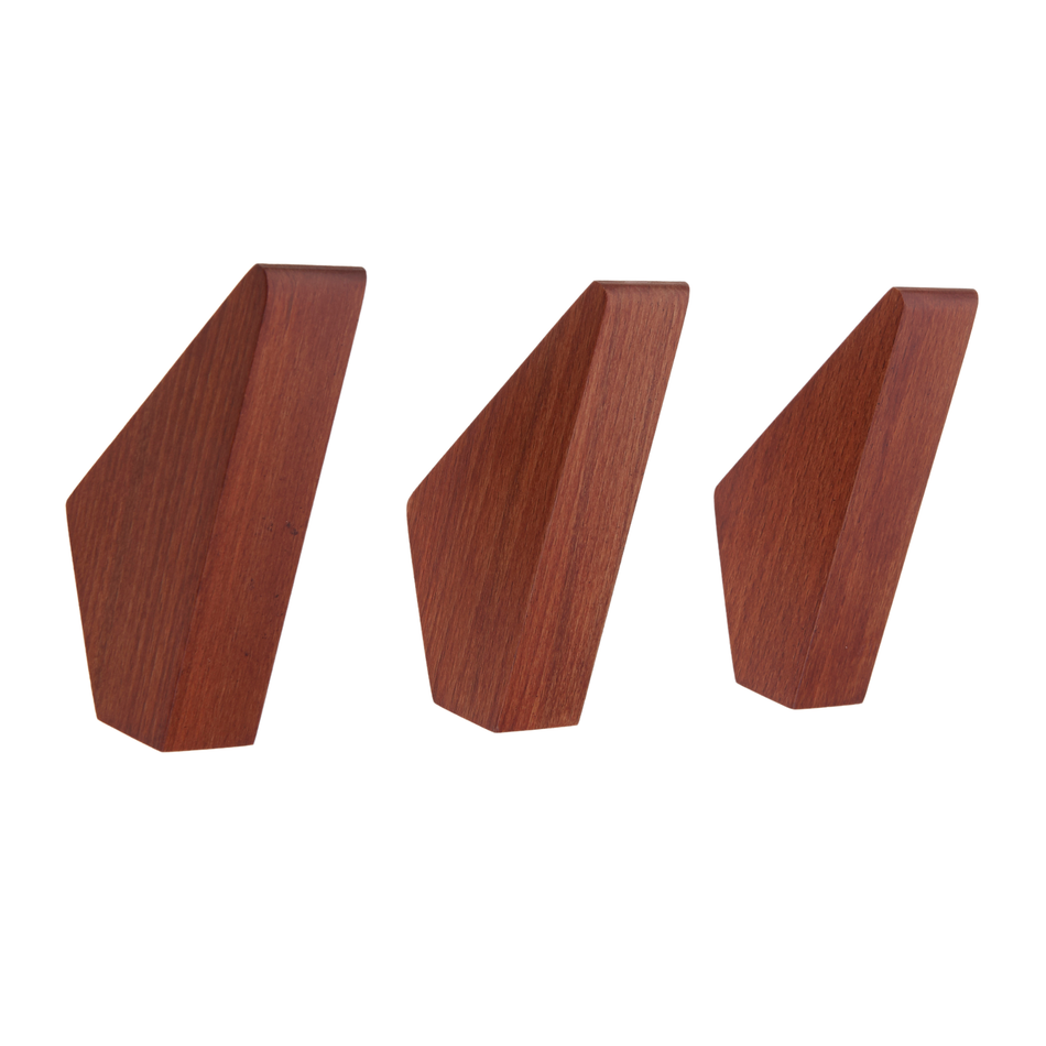 3 Wall Mounted Hooks-50mm Beech Wood Decorative Coat Hooks