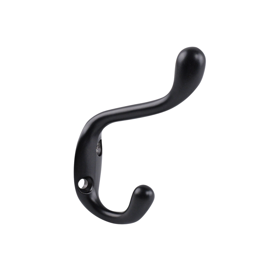 5 Pack Basic Black Coat Hook Wall Mounted Clothes Hook for Hallway Bathroom or Workshop