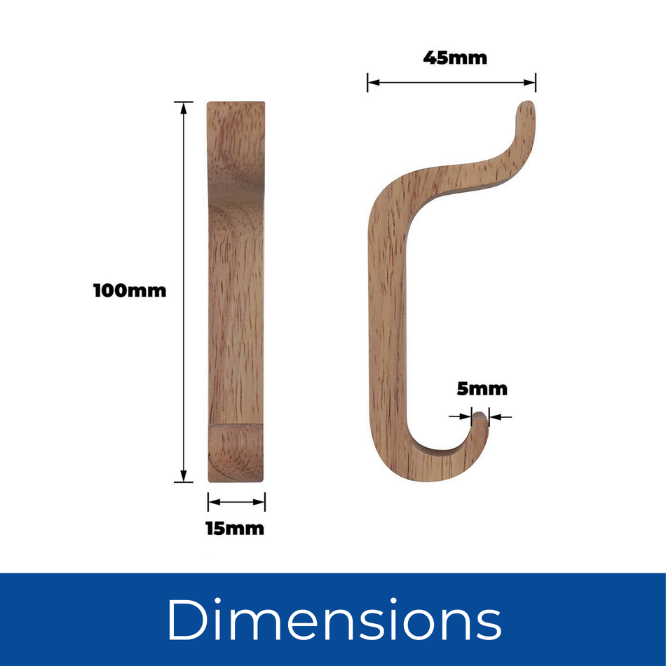 5 Pack Scandi Wooden J Hook Wall Mounted Minimalist Scandinavian Coat Hook