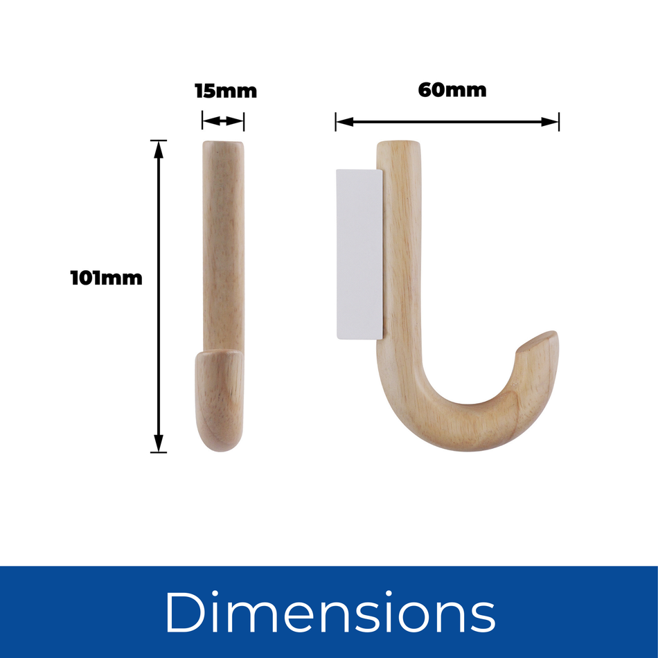 5 Pack Scandi Mounted Wooden J Hook Wall Hook for Workshop Garage Storage