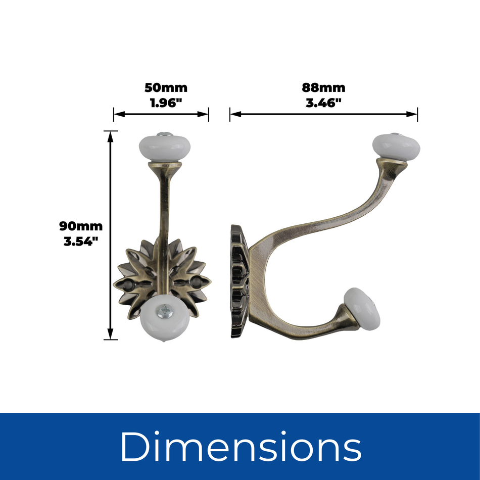 5 Pack Sunflower Wall Hook - Brushed Brass - Wall Mounted Storage