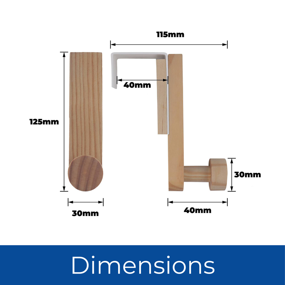 5 Pack Over The Door Wooden Round Hook - Scandi Style Wooden Hook