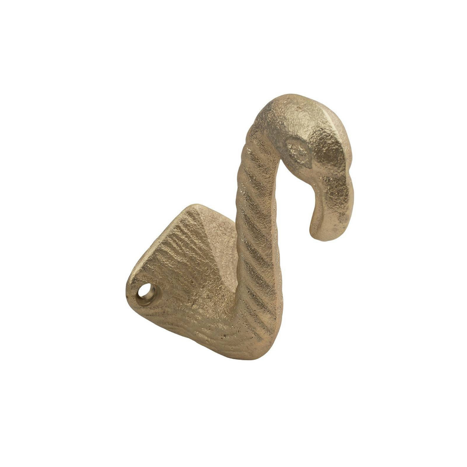 5 Pack Flamingo Head Wall Hook - Brushed Brass - Wall Mounted Storage