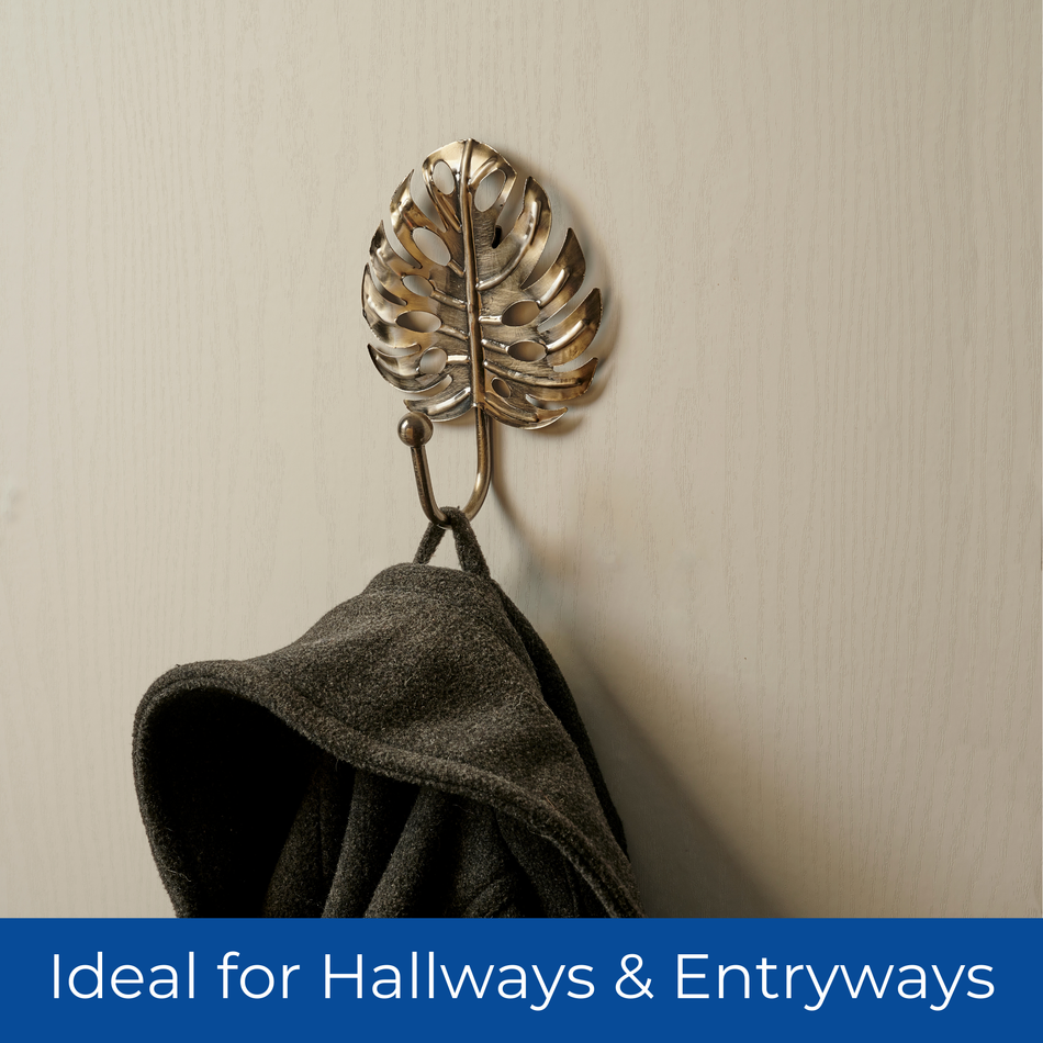 5 Pack Small Leaf Wall Hook - Brushed Brass - Wall Mounted Storage