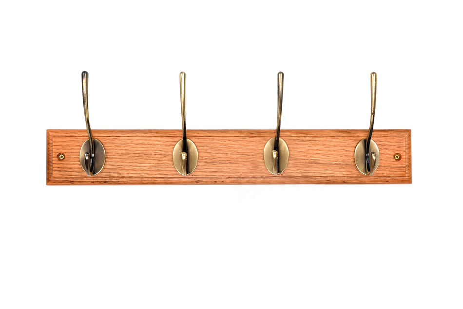 Keypak Coat rack -4 Vict. A/Brass on Oak