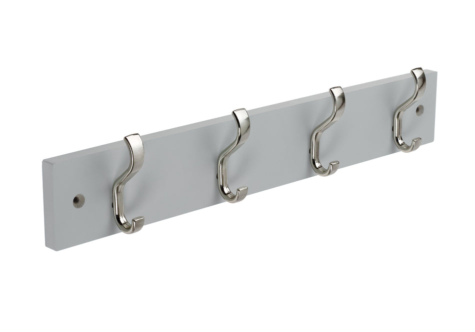 Coat Rack - 4 Basic Satin Nickel Hooks