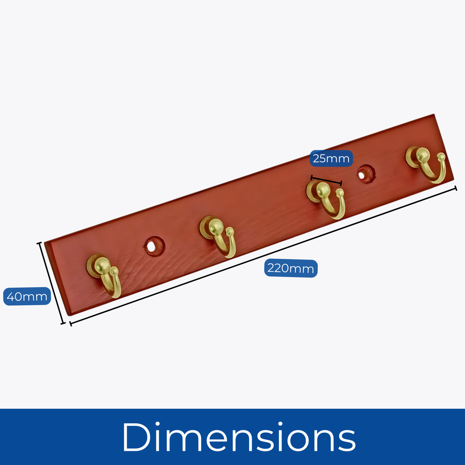 4-Hook Wall-Mounted Key Tidy Key Holder For Entryway Hallway Living Room Brass