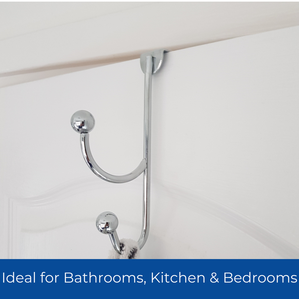 Chrome Over The Door Metal Double Hook