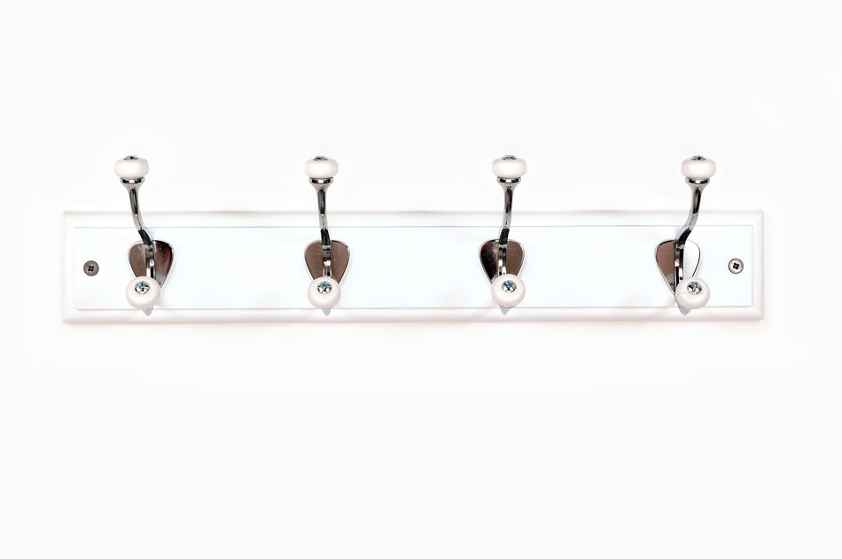 Keypak Coat rack -4 Cer. Tip Hooks on White