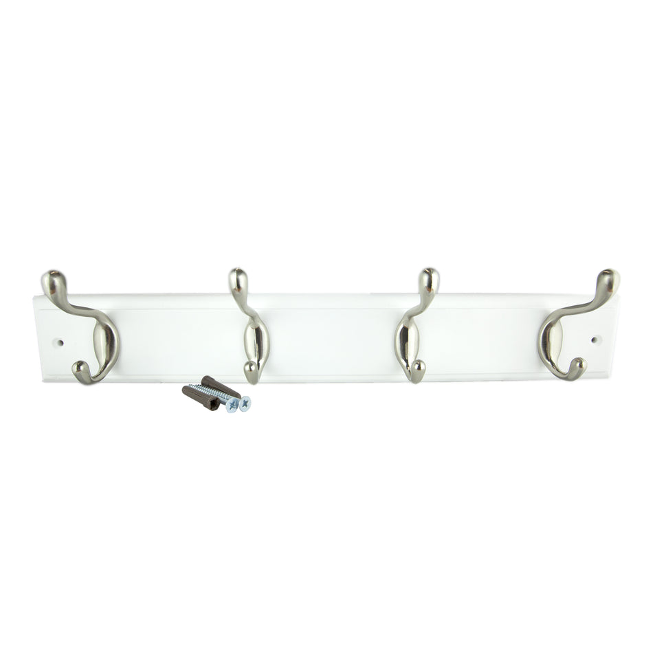 Keypak Coat rack -4 H&C S/Nickel on White FSC100%