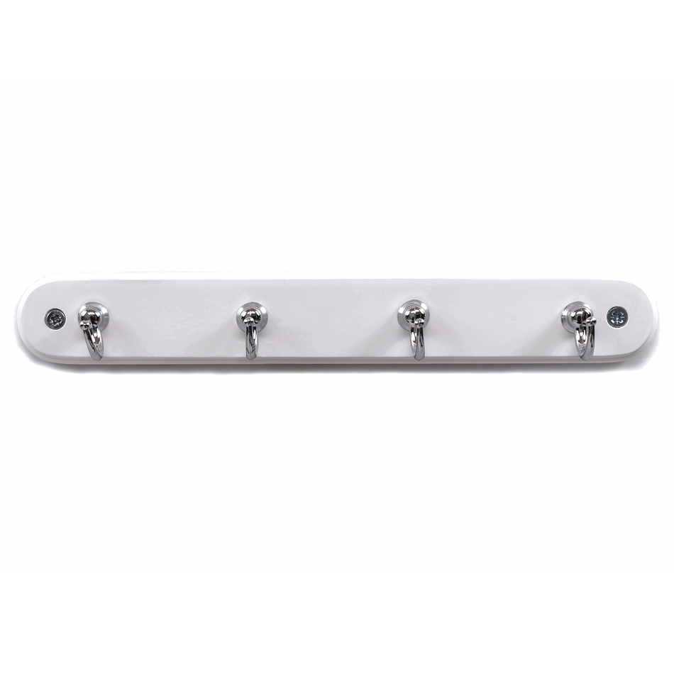 White Wooden Key Tidy with 4 Chrome Hooks