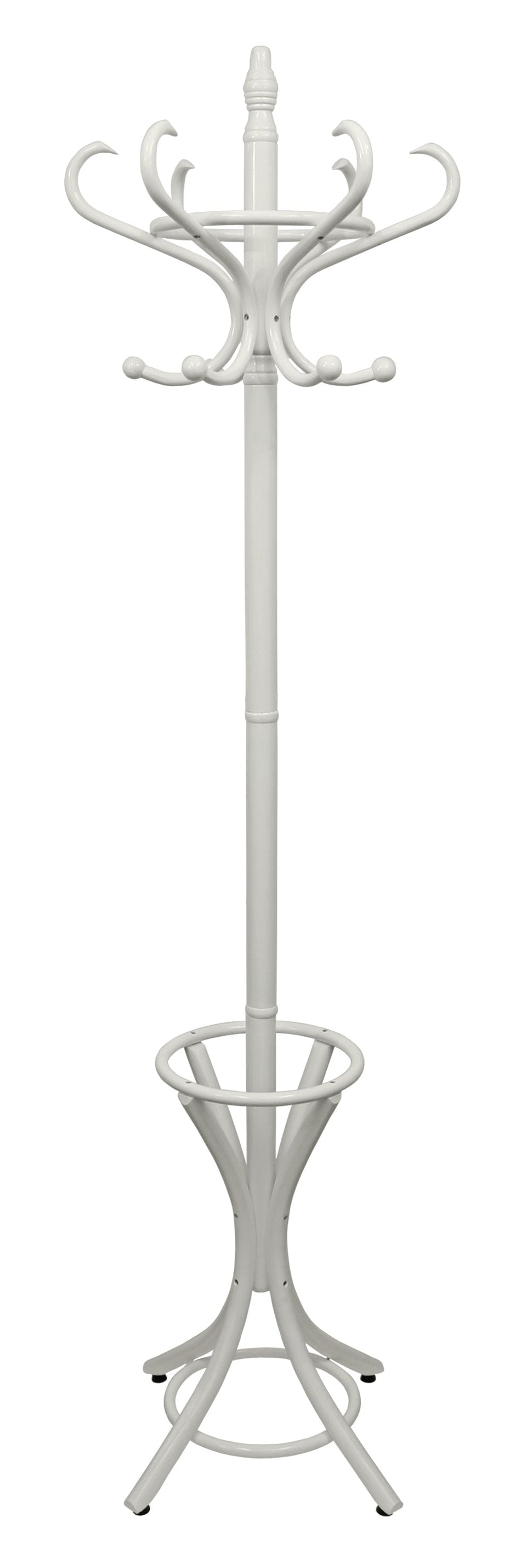 Wooden Coat Stand & Umbrella Holder, Rotating Top Tier - White