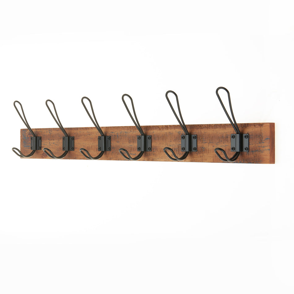Coat Rack  -  6 Antique with Black Wire Hooks