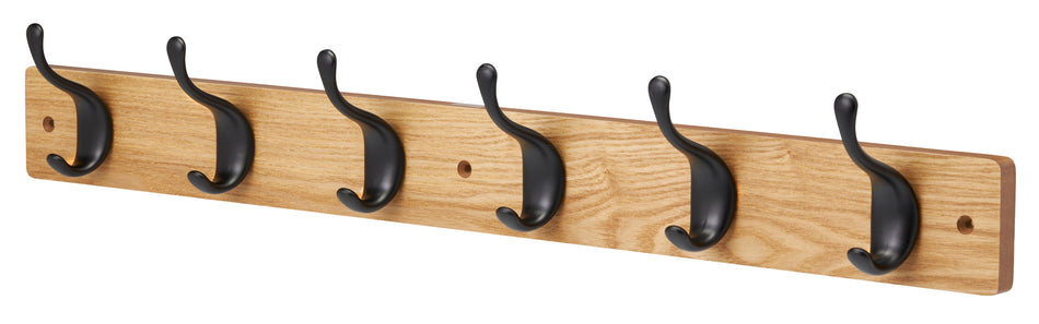 Coat Rack  -  6 Ash with Black Modern Hooks