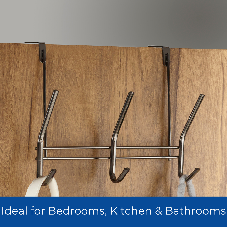Black Nickel Over The Door Coat Rack - 3 Double Hooks