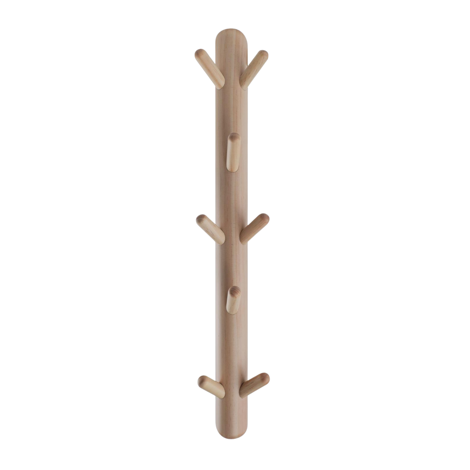 Wall Mounted Totem Coat Hook 8 Hook Scandi Wood Rack For Hallway & Bedroom