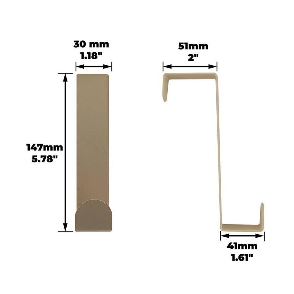 Metal Over Door Hooks 3 Pack Multi Colour - Fits Doors Up To 40mm, For Thick Coats Jackets