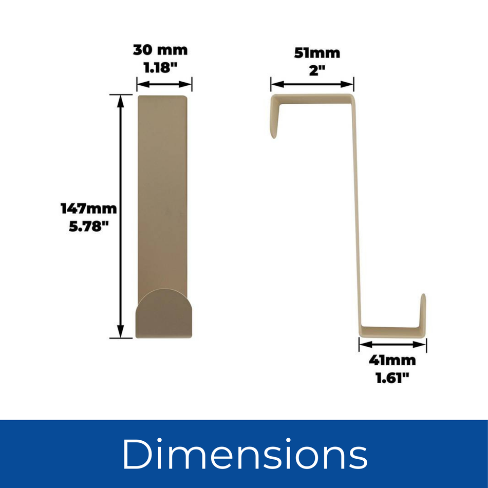 Metal Over Door Hooks 3 Pack Multi Colour - Fits Doors Up To 40mm, For Thick Coats Jackets