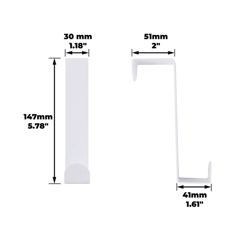 Metal Over Door Hooks 3 Pack White - Fits Doors Up To 40mm, For Thick Coats Jackets