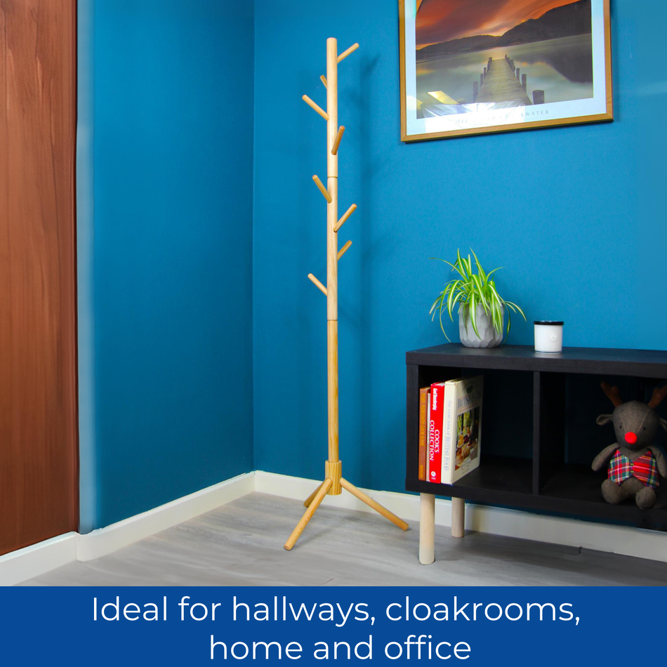 Wooden Tri Leg Tree Coat Stand - Pine