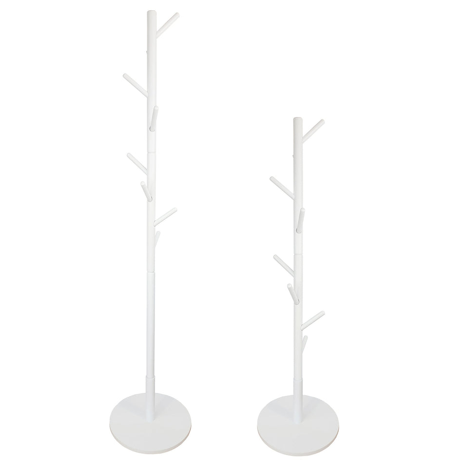 Wooden Round Base Tree Coat Stand - White