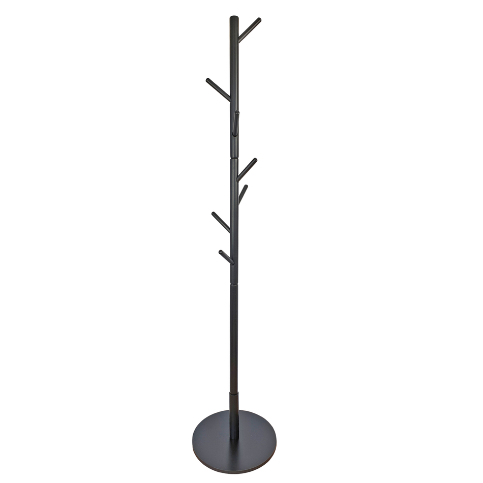 Wooden Round Base Tree Coat Stand - Black