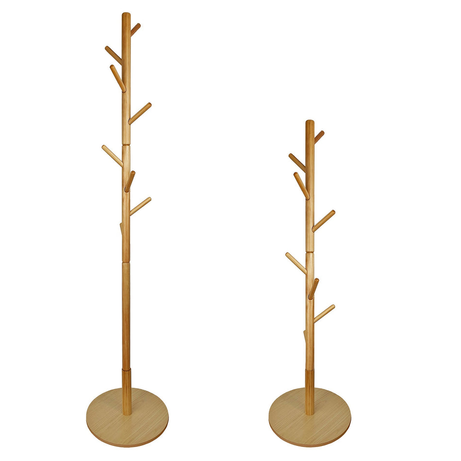 Wooden Round Base Tree Coat Stand - Pine