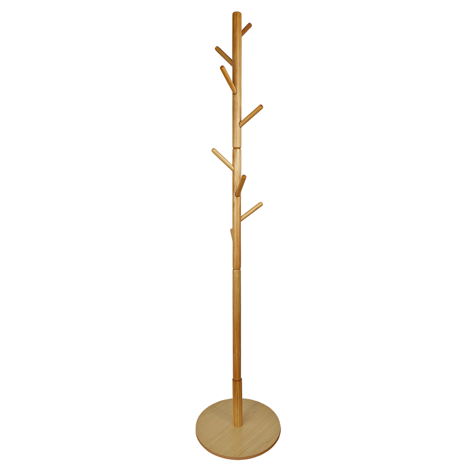 Wooden Round Base Tree Coat Stand - Pine