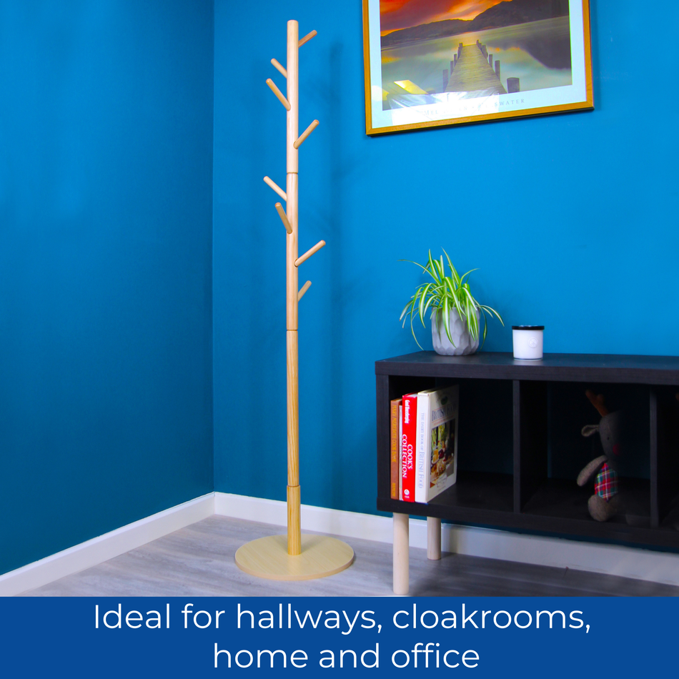 Wooden Round Base Tree Coat Stand - Pine