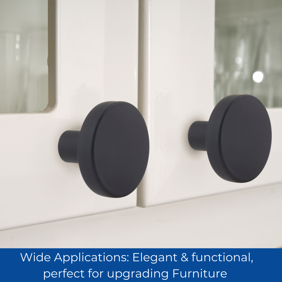 2 Pack Classic Door Knob 30mm - Matte Black