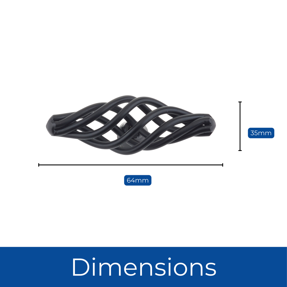 10 Pack Classic Cage Door Knobs 64mm Black – Decorative Steel Cabinet & Drawer Knob Handles