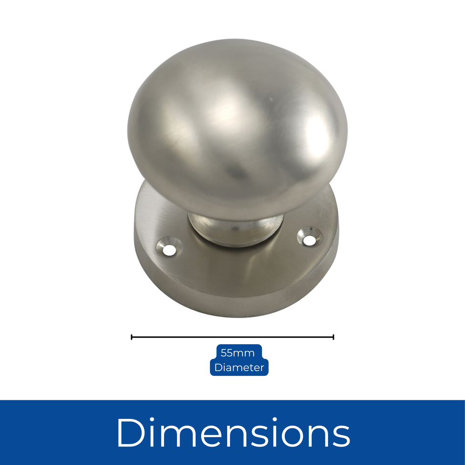 Mortice Door Knobs 55mm -  2 Inch (1 Pair) - Satin Chrome