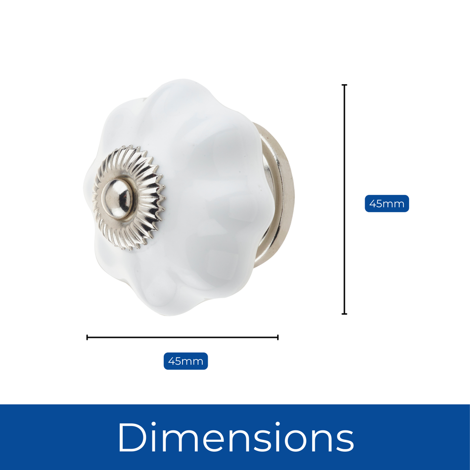 10 Pack Floral Ceramic Door Knobs 45mm White – Vintage Door Knobs