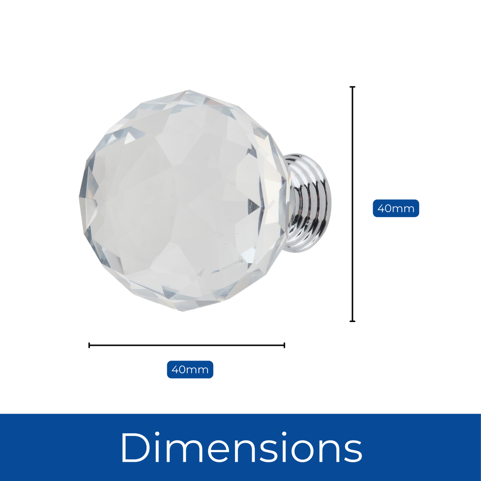 10 Pack Glass Crystal Ball Door Knobs 40mm - Decorative Door Knobs