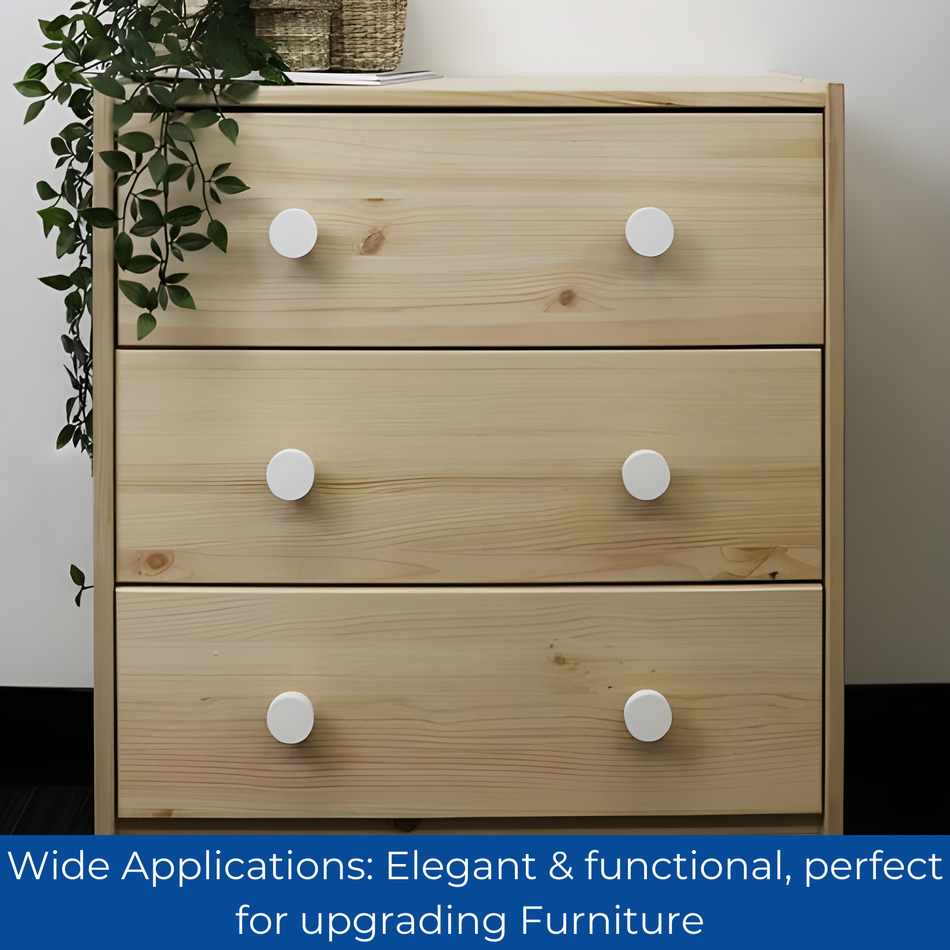 10 Pack Round White Door Knobs on Oat Stem 38mm – Beech Wood Door Knobs