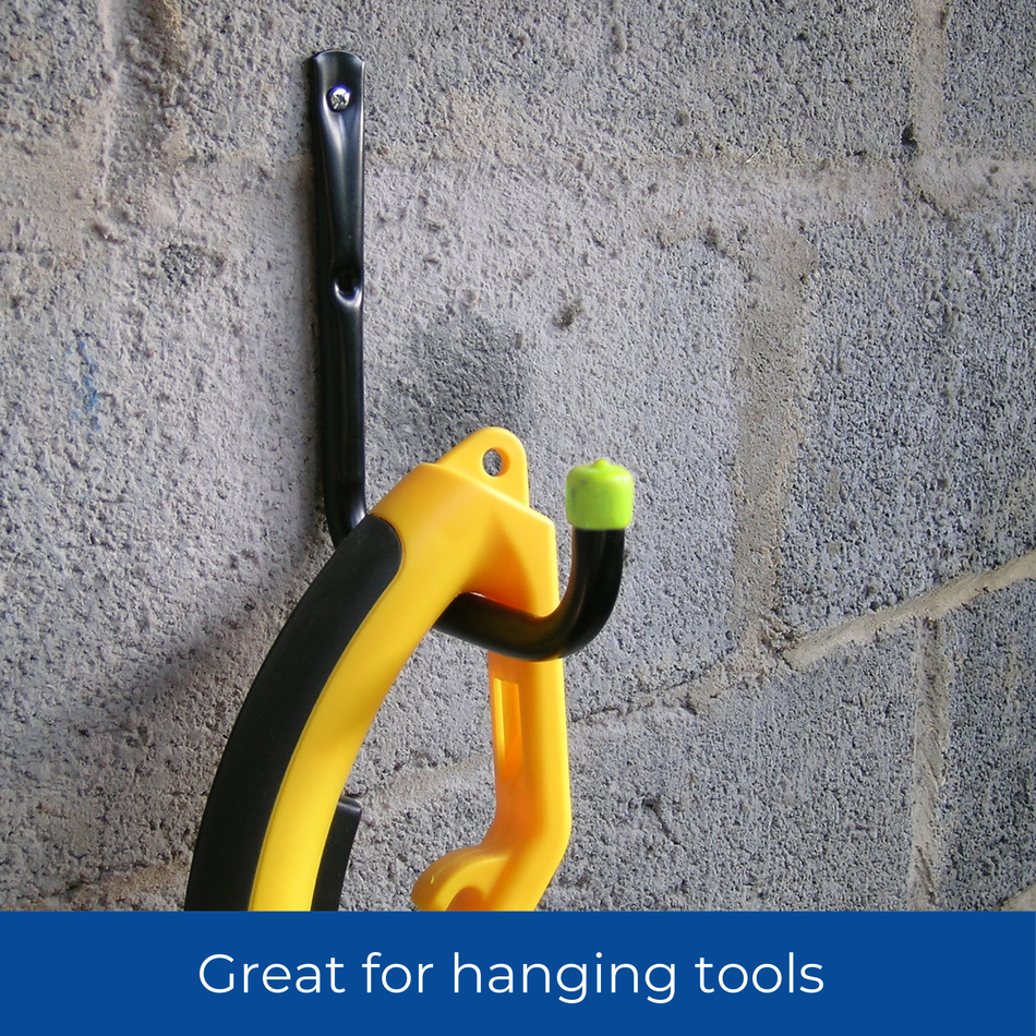 Black Universal Garage Hooks with Yellow End Caps - 11cm - 5 Pack