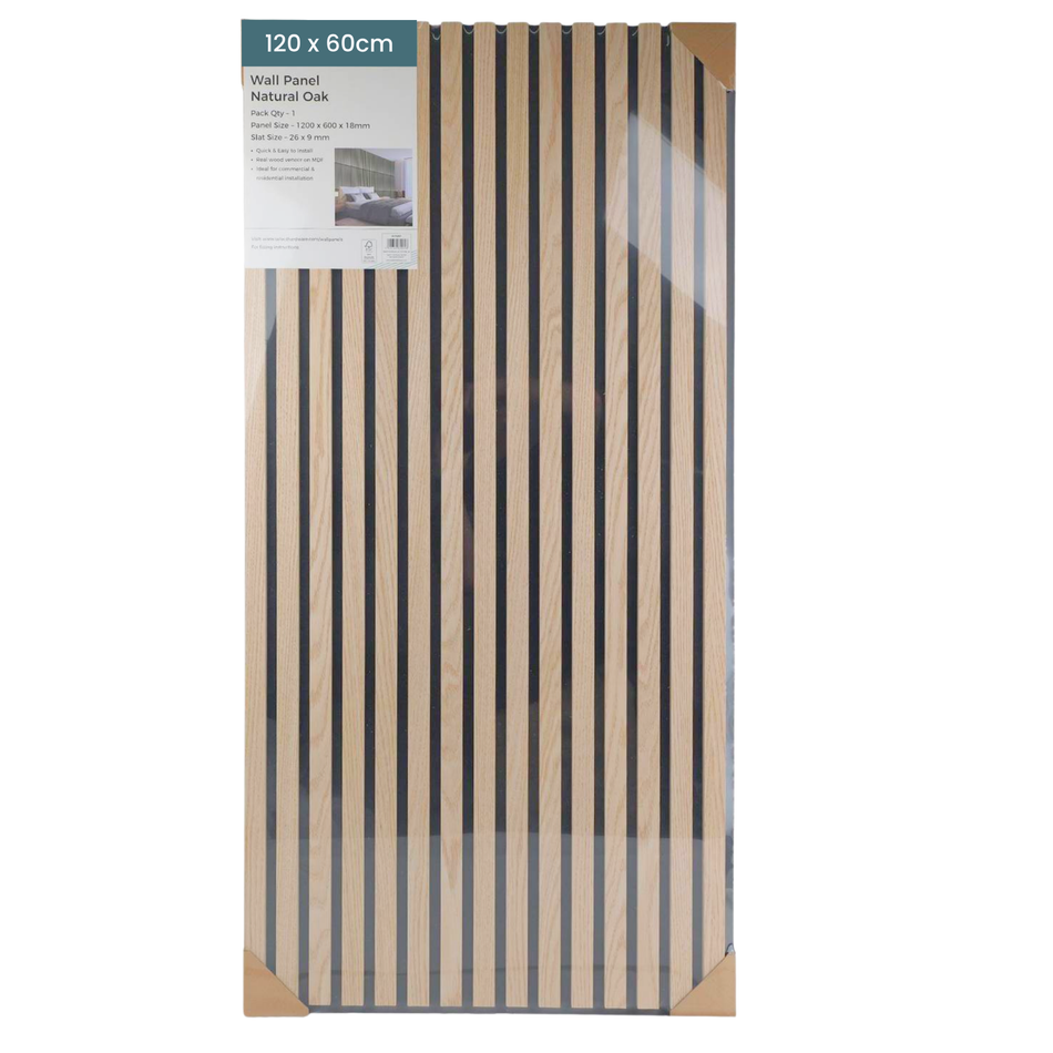 Wall Panel 120cm x 60cm, Wooden Wall Panelling Slats, Light Oak