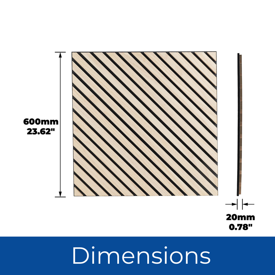 Light Oak Diagonal Square Wood Wall Panel 60x60cm, 4 Pack