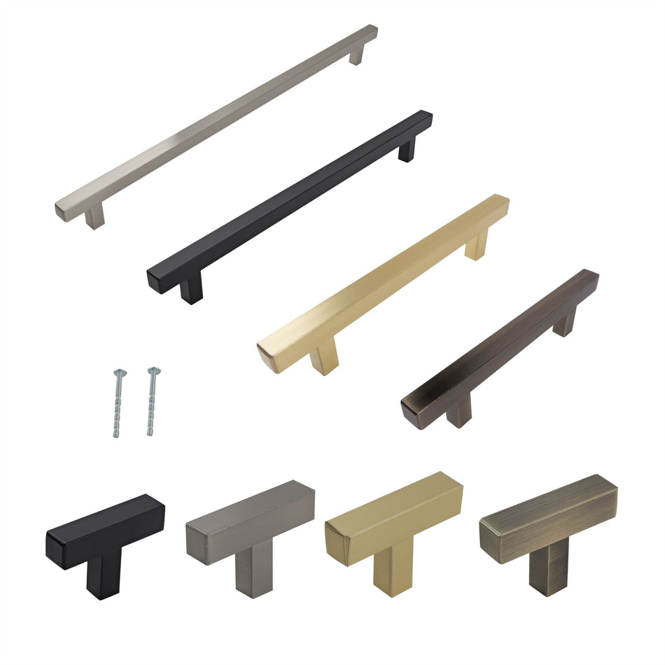 10 Pack Square T-Bar Cabinet Handles